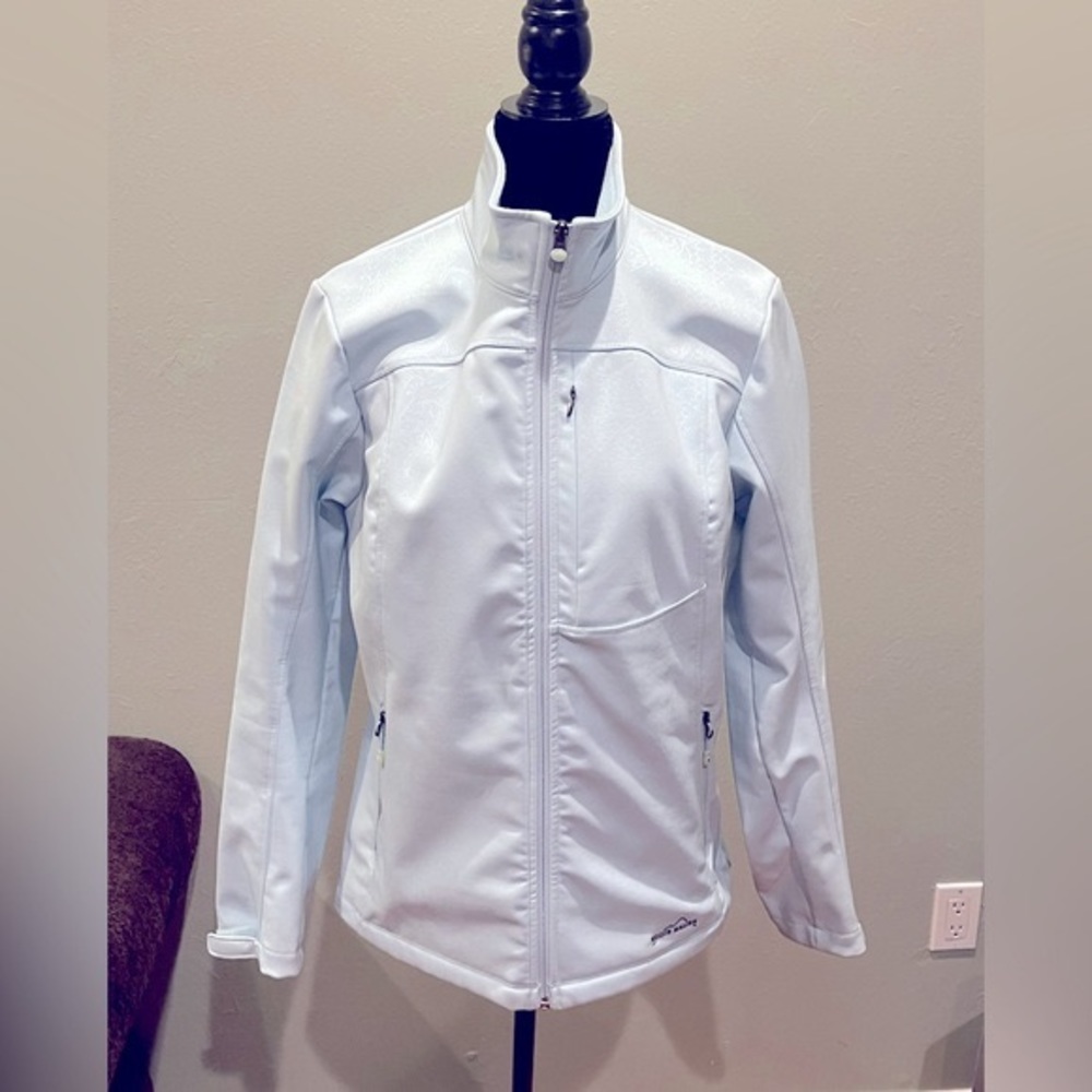 Eddie Bauer rain resistant light blue jacket, size large